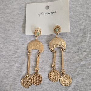 Free People Gold and Green Earrings
